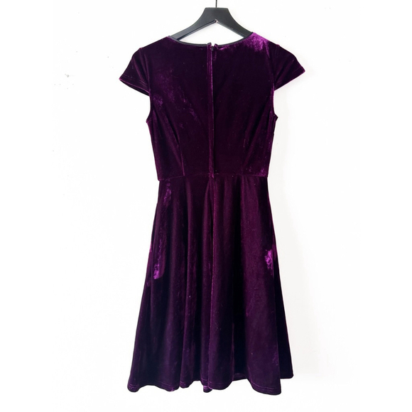 ModCloth Velvet Fit & Flare Dress Small Plum Purple Holiday Christmas Party Clas - Picture 3 of 11